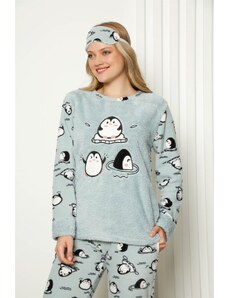 Akbeniz Welsoft Polar Kadın Manşetli Pijama Takımı 8419