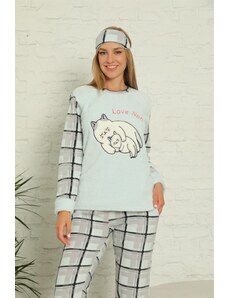 Akbeniz Welsoft Polar Kadın Manşetli Pijama Takımı 8432