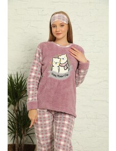 Akbeniz Welsoft Polar Kadın Manşetli Pijama Takımı 8435