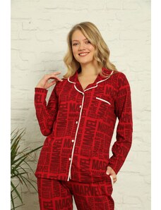 Akbeniz Kadın %100 Pamuk Önden Düğmeli Uzun Kol Pijama Takım 2765