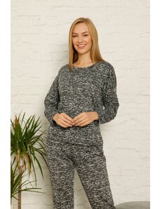 Akbeniz Kadın %100 Pamuk Penye Kışlık Pijama Takımı 3435