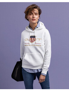 Gant Kadın Bej Regular Fit Kapüşonlu Logolu Sweatshirt
