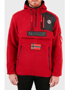 Norway Geographical Kapüşonlu Yumuşak Dokulu Soğuğa Dayanıklı Yarım Fermuar Outdoor Erkek Polar Terıfıque Kırmızı