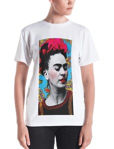 Frida Kahlo Baskılı Bisiklet Yaka Baskılı Tişört