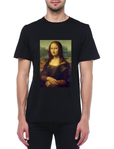 Da Vinci Mona Lisa Baskılı Bisiklet Yaka Baskılı Tişört