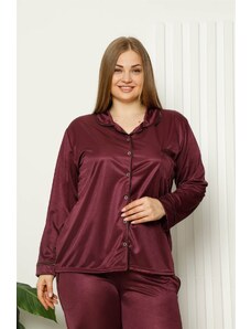 Akbeniz Kadın Saten Önden Düğmeli Uzun Kol Pijama Takım 10300