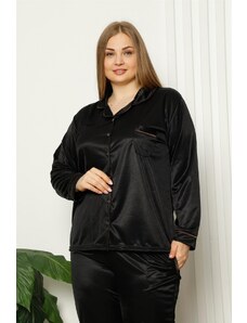 Akbeniz Kadın Saten Önden Düğmeli Uzun Kol Pijama Takım 10301