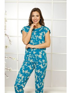 Akbeniz Kadın %100 Pamuk Penye Kısa Kol Pijama Takım 3563