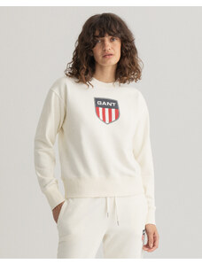 GANT Kadın Beyaz Relaxed Fit Logolu Sweatshirt