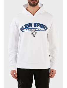 Plein Sport Logolu Regular Fit Kapüşonlu Pamuklu Erkek Sweat Fıps21901 Beyaz