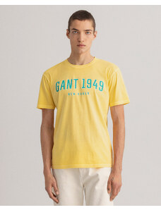 Gant Erkek Sarı Relaxed Fit Bisiklet Yaka Logolu T-shirt