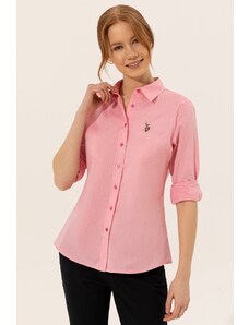 U.S. Polo Assn. Kadın Pembe Uzun Kollu Basic Gömlek