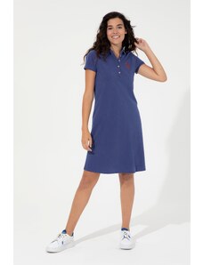 U.S. Polo Assn. Kadın Mavi Polo Yaka Örme Elbise