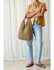 Plexida Raffia Tote Bag In Tan - Daphne