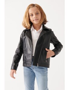 Black Noble VILMA Kız Çocuk Siyah Deri Ceket