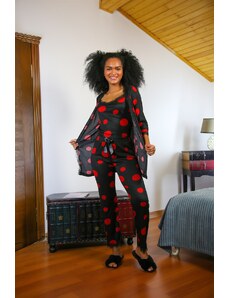 Akbeniz Kadın 3'lü Sabahlık Pijama Takım 20594