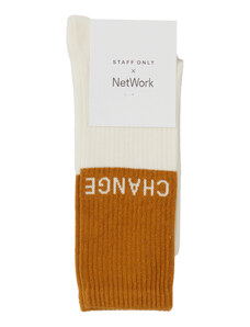 Staff Only x NetWork Hardal Ekru Yazı Jakarlı Erkek Çorap