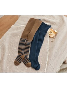 Tchibo 2 Adet Termal Külotlu Çorap, mavi çizgili, mavi ve kahverengi