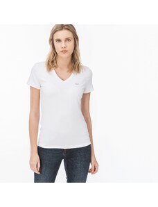 Lacoste Kadın Slim Fit V Yaka Beyaz T-Shirt.TF0999.001