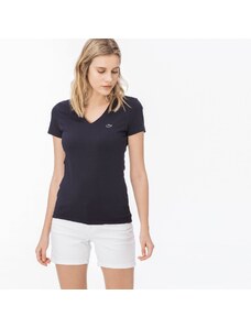 Lacoste Kadın Slim Fit V Yaka Lacivert T-Shirt.TF0999.166