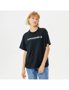 Converse Strip Wordmark Relaxed Kadın Siyah T-Shirt.10024661.001