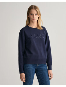 Gant Kadın Lacivert Relaxed Fit Bisiklet Yaka Logolu Sweatshirt