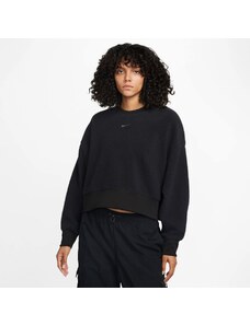Nike Sportswear Plush Kısa Sıfır Yaka Kadın Siyah Sweatshirt.DQ6844.010