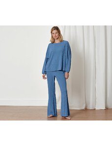 Tchibo Nervürlü Pijama, Mavi