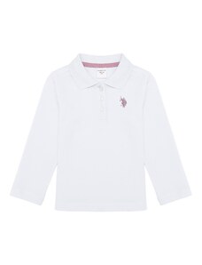 U.S. Polo Assn. Kız Çocuk Beyaz Basic Polo Yaka Sweatshirt