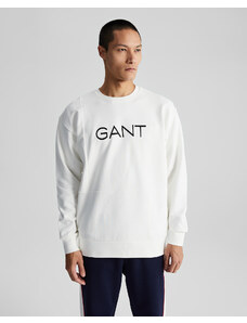 GANT Erkek Beyaz Regular Fit Bisiklet Yaka Logolu Sweatshirt
