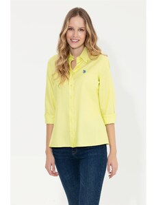 U.S. Polo Assn. Kadın Neon Sarı Uzun Kollu Basic Gömlek