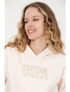 U.S. Polo Assn. Kadın Ekru Kapüşonlu Basic Sweatshirt
