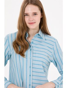 U.S. Polo Assn. Kadın Mavi Uzun Kollu Gömlek