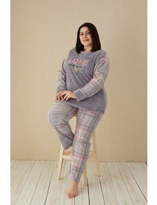 Akbeniz Welsoft Polar Kadın Büyük Beden Pijama Takımı 808033
