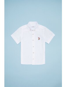 U.S. Polo Assn. Erkek Çocuk Beyaz Kısa Kollu Gömlek