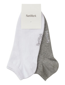 NetWork Beyaz Gri 2'Li Çorap Set