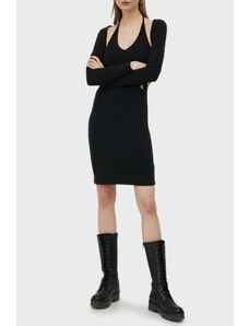 Calvin Klein Logolu Pamuklu Çıkarılabilir Bolerolu Dar Kesim Jarse Bayan Elbise J20j220545 Beh Siyah