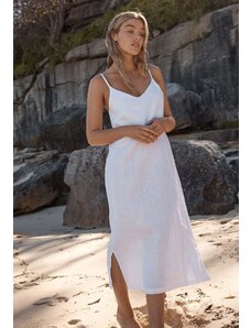 The Sept Linen Slip Dress In White - The Alexandra