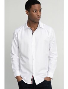 TUDORS Slim Fit Uzun Kollu Oxford Doku Biyeli Erkek Beyaz Gömlek