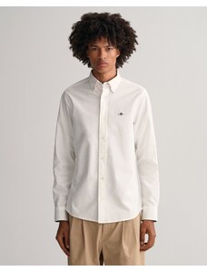 Gant Erkek Beyaz Slim Fit Düğmeli Yaka Logolu Gömlek