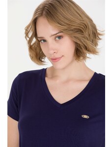 U.S. Polo Assn. Kadın Lacivert V - Yaka Basic Tişört