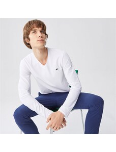 Lacoste Erkek Regular Fit Uzun Kollu V Yaka Beyaz T-Shirt.100-TH0991.001