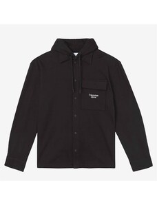 Calvin Klein Jeans Stacked Logo Hooded Overshirt Erkek Siyah Sweatshirt.34-J30J322530.BEH