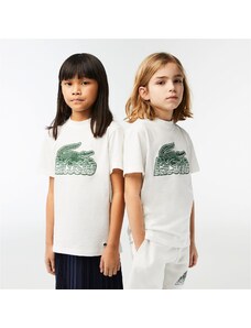 Lacoste Çocuk Bisiklet Yaka Baskılı Beyaz T-Shirt.100-TJ5328.70V