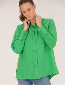 Pierre Cardin Yeşil Keten Karışımlı Gömlek