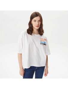 Calvin Klein Jeans Motion Logo Relaxed Kadın Beyaz T-Shirt.34-J20J221135.YAF