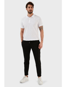 Exxe Pamuk Karışımlı Belden Bağlamalı Normal Bel Düz Paça Slim Fit Erkek Pantolon 630gbt52a Siyah