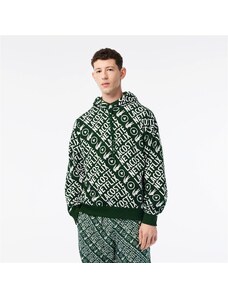 Lacoste X Netflix Erkek Loose Fit Kapüşonlu Baskılı Yeşil Sweatshirt