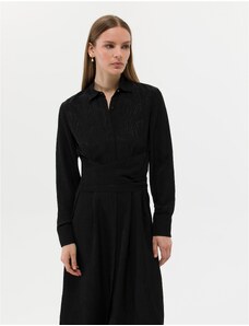 Pierre Cardin Siyah Uzunkollu Elbise