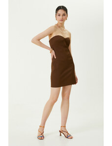 NetWork Kahverengi Straplez Mini Elbise